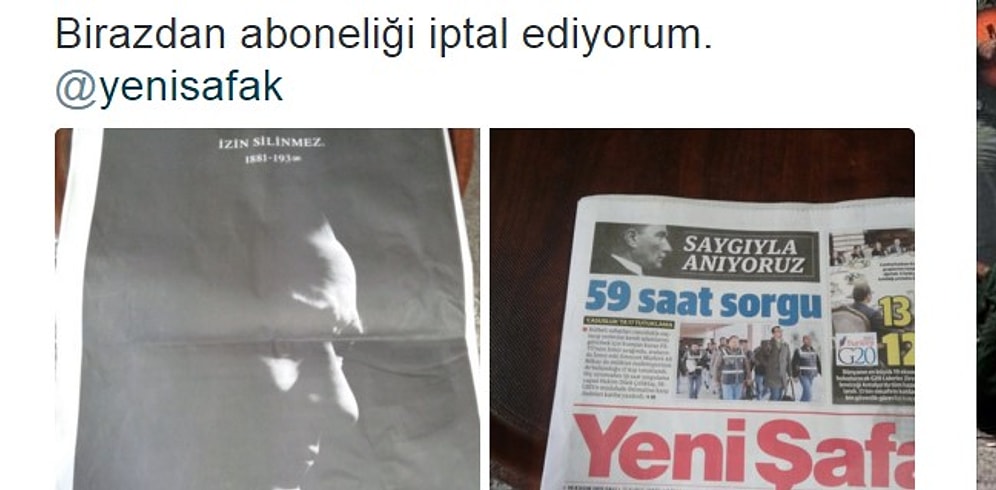 Yeni Şafak Koç Grubunun 10 Kasım İlanını Yayınladı, Aktroller Bu Defa Yeni Şafak'a Saldırdı