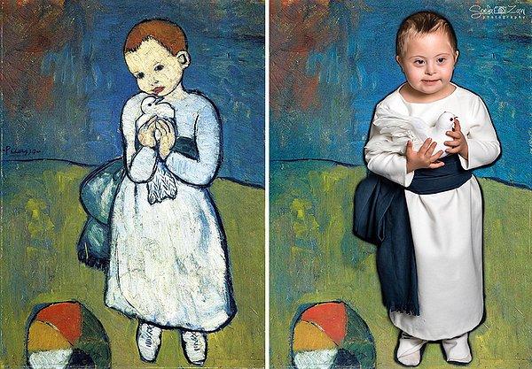 13. Pablo Picasso'nun "Child with dove" tablosu ve minik Eljana