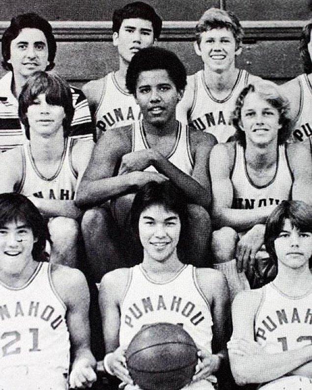 30. Barack Obama in his high school's basketball team