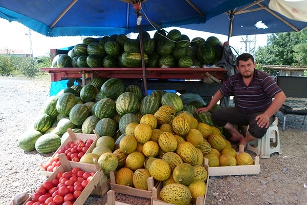 9. Kuş uçmayan yoldan geçecek kervanı bekleyen kavun karpuzcu,