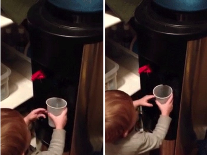 Bir Bardak Su Alabilmek İçin Su Sebili ile Amansız Bir Mücadeleye Tutuşan Ufaklık