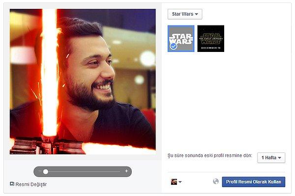 Facebook, profil fotoğrafınıza ışın kılıcı ekleyebileceğiniz bir fırsat sundu.