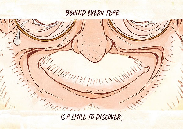 Или улыбка на лице с заплаканными глазами.