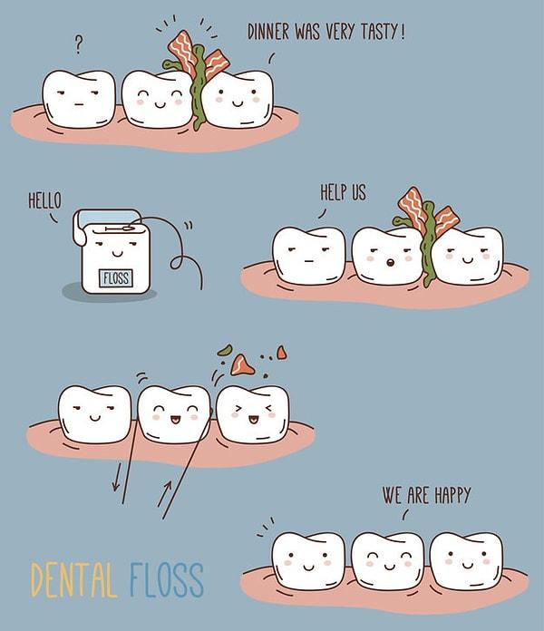 4. Dişçilerin sözünü dinleyin ve diş ipi kullanmaya gayret edin.