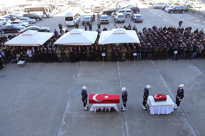 Çınar'daki Saldırıda Şehit Olan Polis ve 4 Yaşındaki Kızı İçin Tören