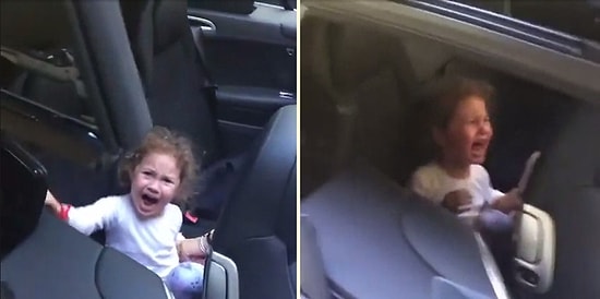 Arabanın Üstü Kapanırken Korkuttuğu Kızını Salya Sümük Ağlatan İnsafsız Baba