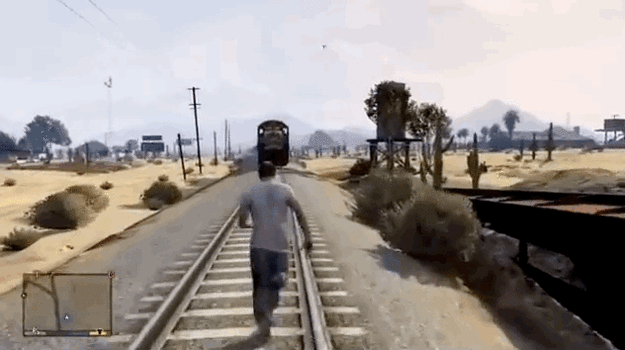 Image result for running in front of train gif
