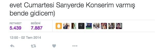 14. Demek konserin var ve sen de gideceksin...