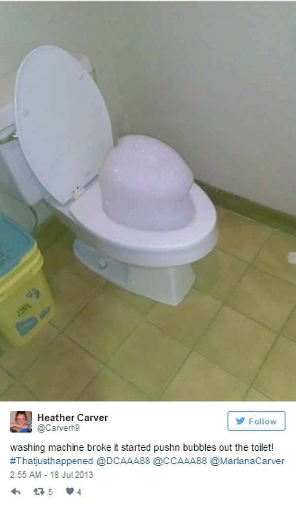 14. Как?! Как можно постирать белье в машинке так, чтобы в унитазе 🚾 появились пузыри?