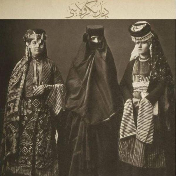 11. Hristiyan, Müslüman ve yerel giysileriyle üç Diyarbakırlı kadın