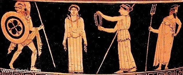 7. Athena ona güzel bir kemer, süslü elbiseler verdi.