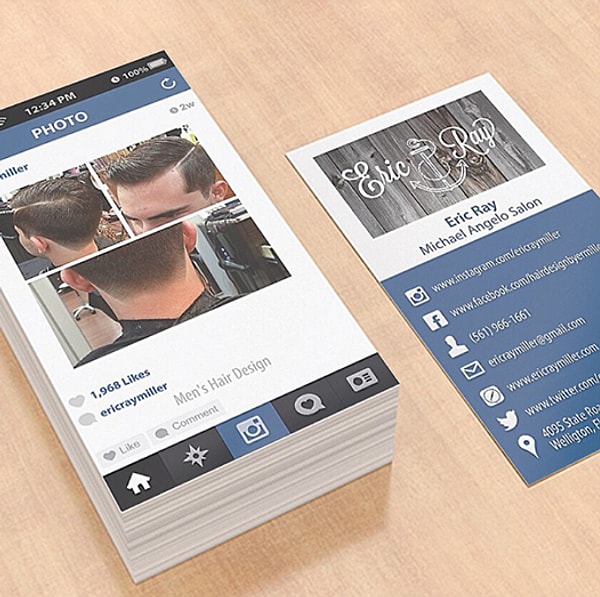 9. Визитная карточка парикмахера – создавалась под впечатлением от Инстаграм.