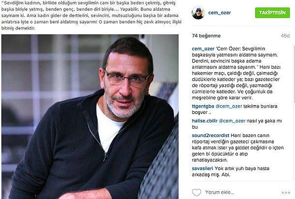 Cem Özer röportajı yapan gazeteciyi bazı cümleleri kırpmakla suçladı.