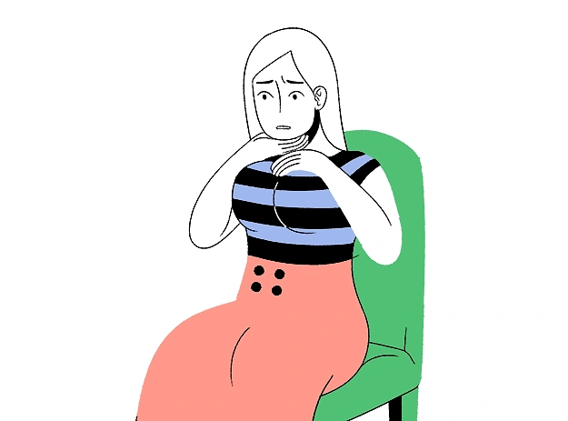 Когда надела чересчур облегающий бюстгальтер и начинаешь задыхаться от его давления на грудь