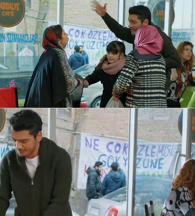 Göndermeler bununla ibaret değildi. Bir sahnede arka plandaki pankartta yazanlar gözden kaçmadı: "Ne çok özlemişiz gökyüzüne kansız bakmayı!"