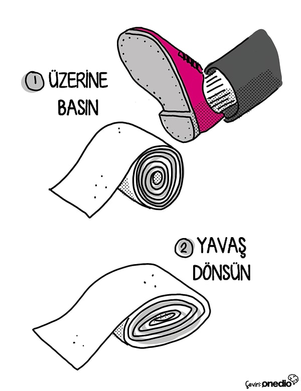 8. Fazla tuvalet kağıdı kullanmasını üstüne basarak engelleyin. 👞