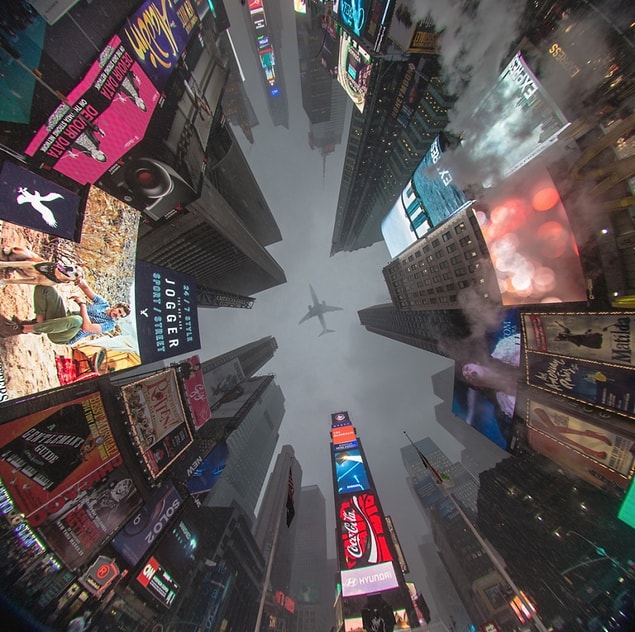 3. Looking at the sky far above... Times Square, New York