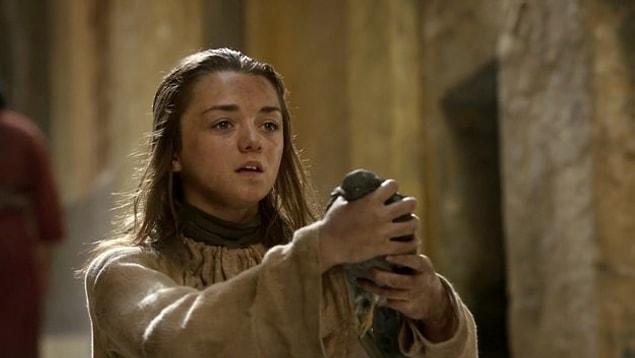 11. Going back to season one...Just before her father was executed, we see Arya catching a bird and breaking its neck...