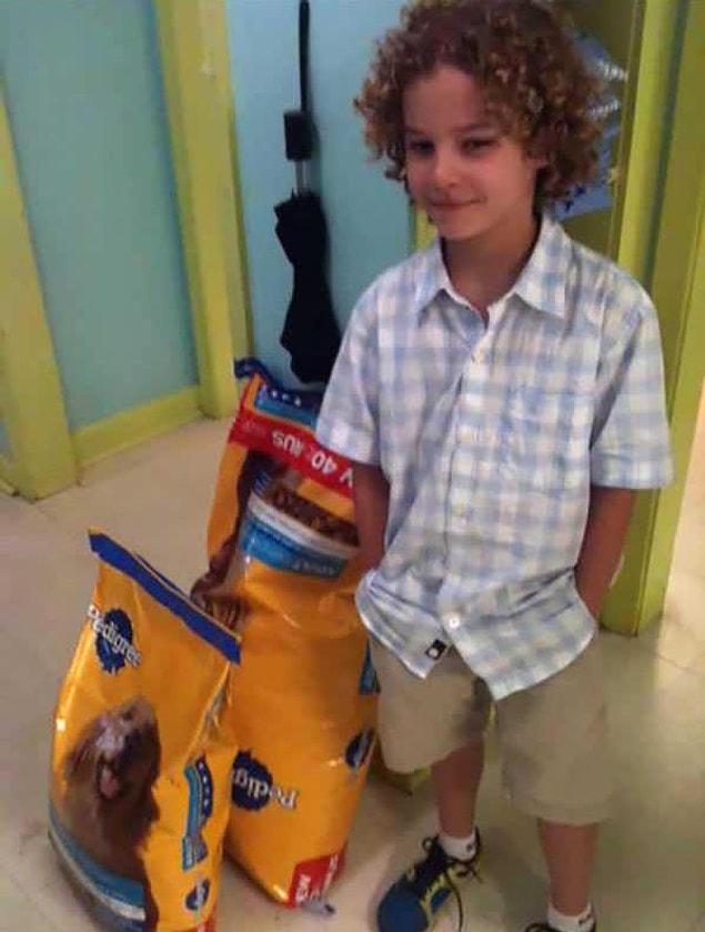 8. This little hero saved up to buy tons of food for all the dogs in the local shelter.