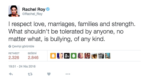 14. Rachel решила высказаться по этому поводу в Twitter: