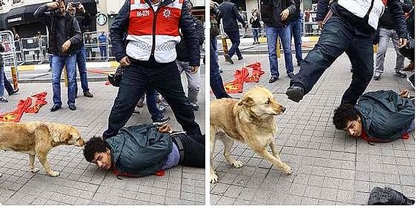 Taksim'de Komünist Parti üyesi gözaltına alınırken Anadolu Ajansı objektiflerine yansıyan 'o an'