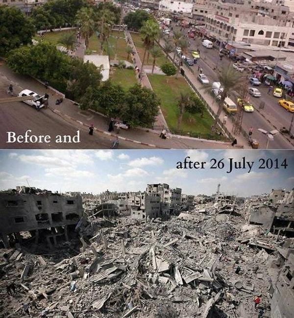 7. İsrail saldırıları sonucu Gazze'nin aldığı hal.