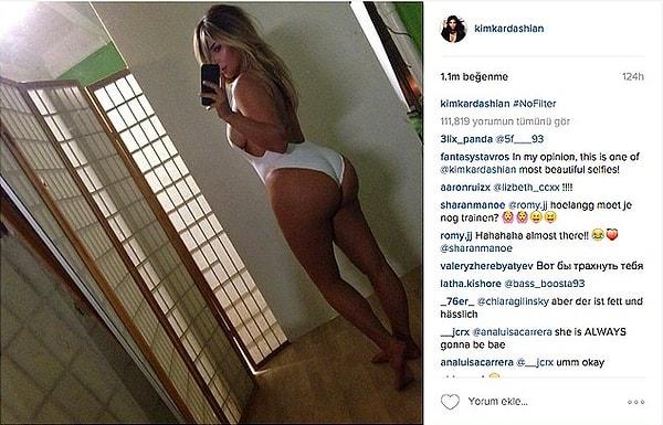Kızının doğumundan 4 ay sonra eski formuna kavuşan Kim Kardashian, bu durumu yarı çıplak poz vererek Instagram hesabından paylaşmıştı.
