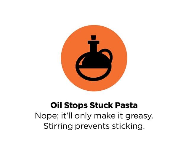3. Oil to prevent pasta from sticking toghether? 🍝