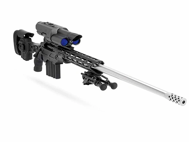 TrackingPoint is an American company that produces rifles with high-precision technology that calculates the distance to the target and optimizes the operation of the rifle accordingly. Here is a 338 TP rifle model.