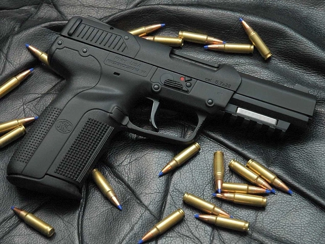 FN Five-seven - a pistol famous for being able to penetrate many types of body armor. It is so powerful that US citizens can only get it with sports uniforms.