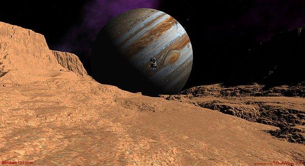 14. Yine bir Jüpiter manzarası. Bu kez farklı bir açıdan bakıyoruz. Bir diğer uydusu Callisto'dan.