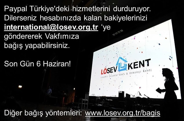 PayPal hesapları için LÖSEV kampanyası