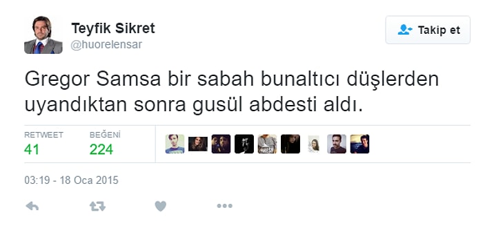 Franz Kafka'nın Dönüşüm İsimli Eseri İçin Yazılmış 15 Alternatif Senaryo