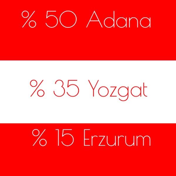 %50 Adana %35 Yozgat %15 Erzurum!