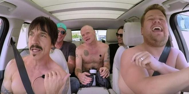 James Corden ile 'Carpool Karaoke'de Bu Defa Çıplak Red Hot Chili Peppers Vardı