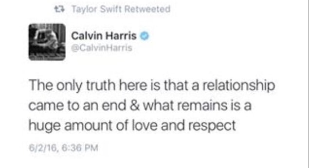 However, Harris tweeted his own explanation about the break up.