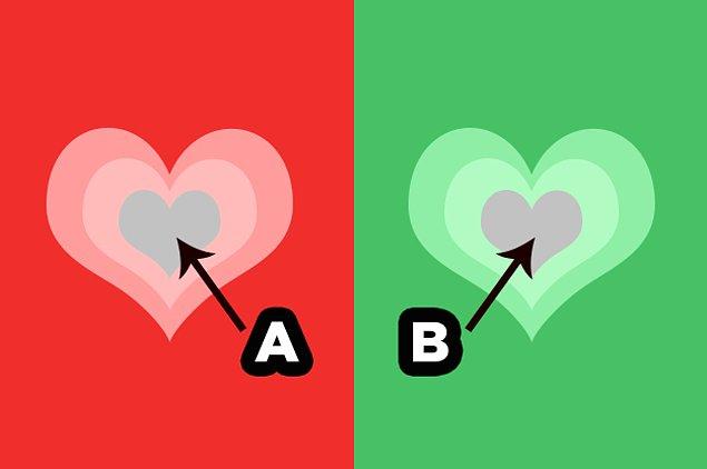 5. Bu tatlış kalplerin ortasındaki A ve B kalplerinin renkleri aynı mı?