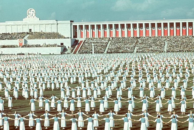 League of German Girls dancing during the 1938 Reich Party Congress, Nuremberg, Germany.