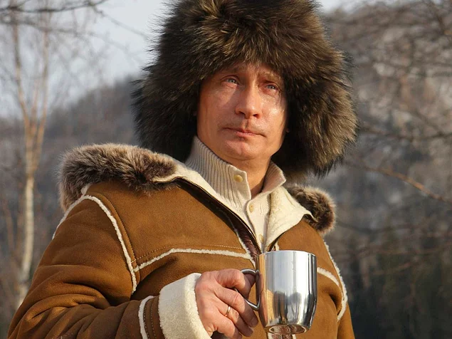You'll never catch Putin in a skirt. In fact, his persona is more like that of a lumberjack/warrior. Here, Putin recharges on a visit to the Siberian Khakasiya region.