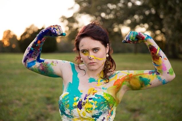 “I can’t even describe how liberating and cathartic the experience was for me,” said Swink. “The moment the first bit of paint hit my dress I was free.”