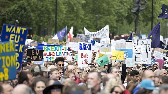 Londra'da Binlerce Kişi AB Referandumunu Protesto İçin Sokağa Döküldü