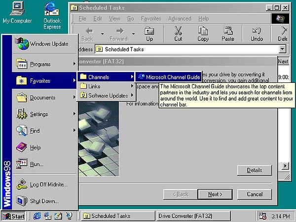 Windows 98, küçük kardeşi Windows 95'in devamı niteliğindeydi.