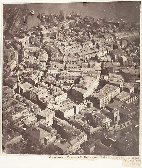 8. Şimdiye kadar çekilmiş en eski hava fotoğrafı, Boston, 13 Ekim 1860.
