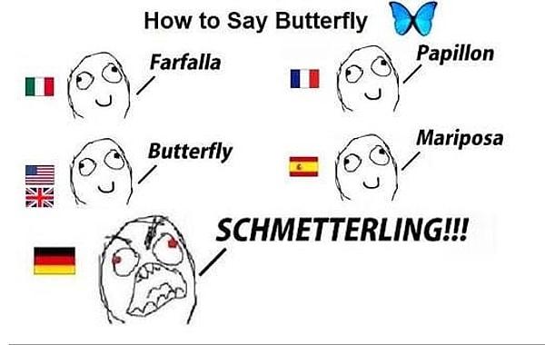 16. "Kelebek" konusunda herkes söylenebilirliği kolay kelimeler seçmişken Almanca yine bizi şaşırtmadı.