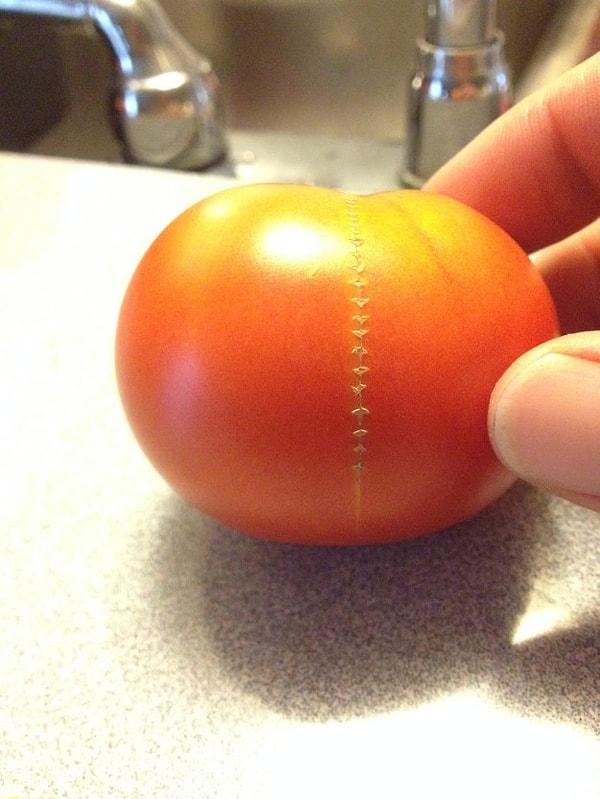 4. Adeta dikiş atılmış domates.