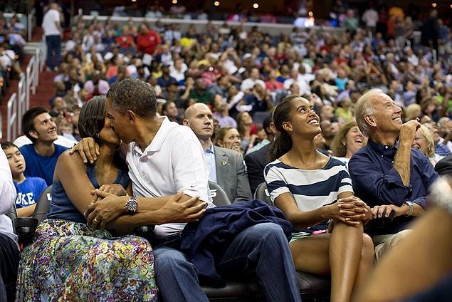 39. When President Obama and First Lady Michelle were on the “Kiss Cam”!