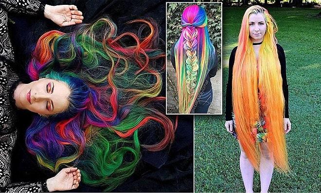 Modern Zamanlarda Rapunzel: 12 Yıldır Saçlarını Kestirmeyen Kadın ve Gökkuşağı Renkleri!
