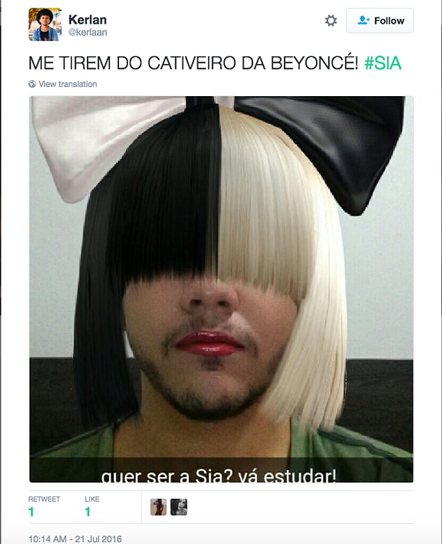 Birkaç hafta önce Snapchat'e gelen Sia filtresini fırsat bilenler de bu teoriye atıfta bulunmadan edemedi.