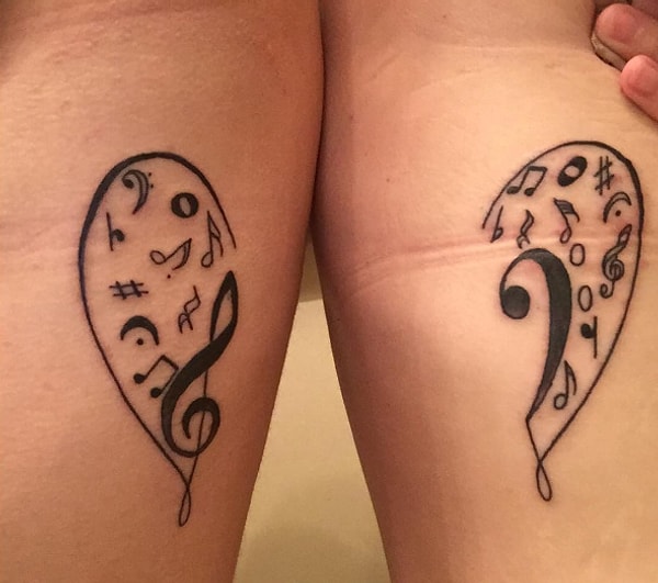 8. Или тату может показывать ваше совместное увлечение музыкой