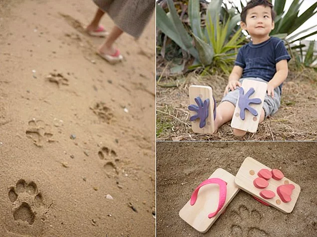 Милые шлепанцы, позволяющие оставлять следы животных на песке